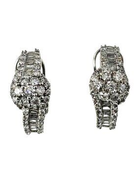 14K White Gold and Diamond Omega Back Earrings #25139